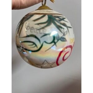 Vintage 1999 Glass Hand Painted Christmas Ornament Love Hope Peace‎